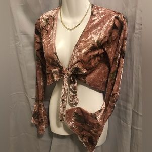 Boohoo Sophie Printed Velvet Tie Front